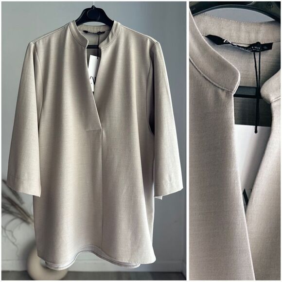 ZARA OVERSIZED SHIRT GREY NEW - Picture 2 of 8